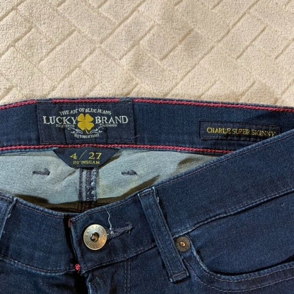 Lucky Brand Womens 4 Denim Jeans Blue Charlie Super Skinny Low Rise Dark Wash - Picture 4 of 10
